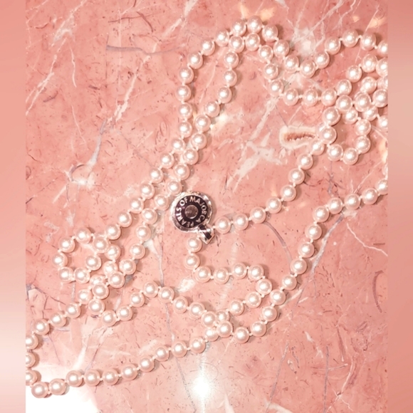 ❤️ VNWT Vintage Majorca Pink Endless Pearl Necklace - Picture 5 of 5
